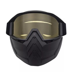Masca protectie fata din plastic dur + ochelari ski, lentila galbena, model GD02